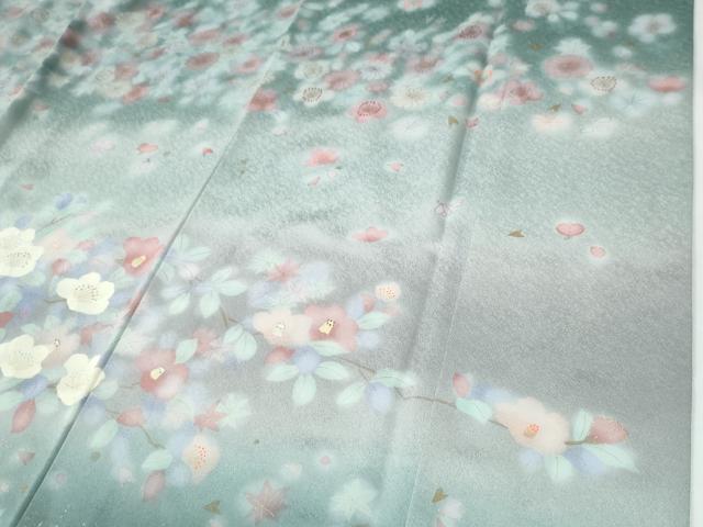 平和屋着物●訪問着 枝花文 暈し染め 金銀彩 ロング丈 正絹 逸品 CABG0719yc