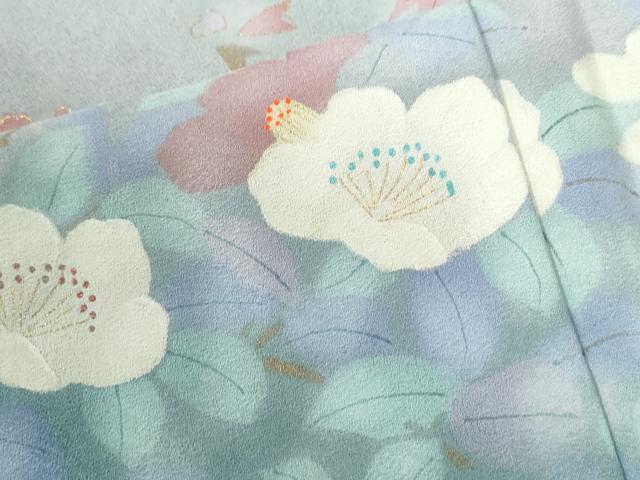 平和屋着物●訪問着 枝花文 暈し染め 金銀彩 ロング丈 正絹 逸品 CABG0719yc