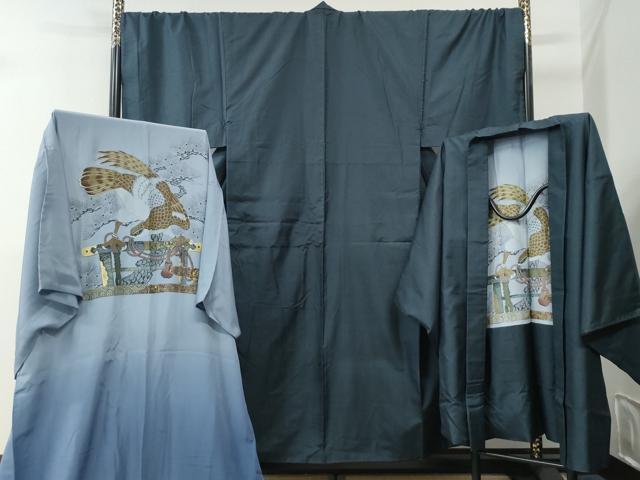 平和屋着物●男性 本場大島紬 アンサンブル・長襦袢セット 100亀甲 総詰め キングサイズ 正絹 逸品 CABG0721yc