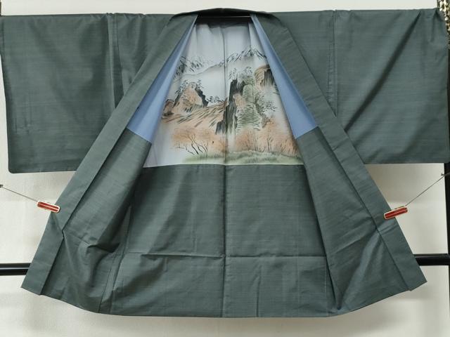 平和屋着物●男性 本場大島紬 アンサンブル 格子 キングサイズ 正絹 逸品 CABG0723yc