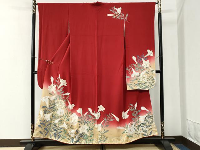 平和屋着物●豪華振袖 駒刺繍 草花文 暈し染め 金彩 正絹 逸品 CABG0731yc