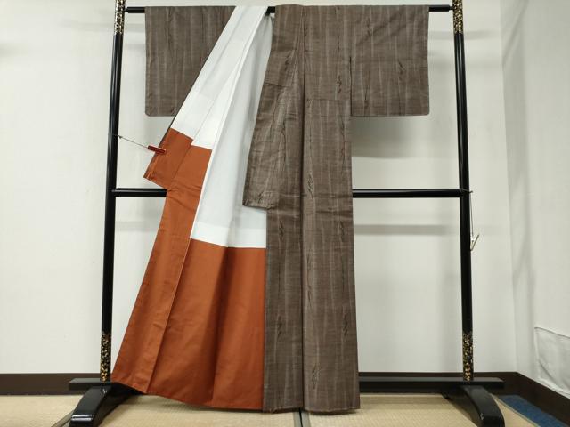 平和屋着物●本場大島紬 9マルキ 泥染め 枝葉文 恵絹織物謹製 証紙付き 正絹 逸品 未使用 CABG0742yc