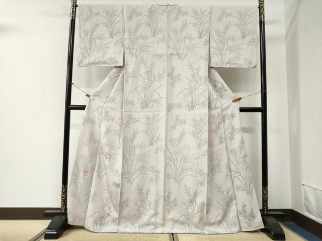平和屋着物●訪問着 刺繍 草花文 正絹 逸品 CABG0748yc