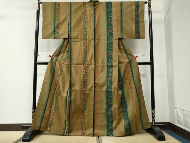 平和屋着物●訪問着 本場染大島紬 吉祥花間道 正絹 逸品 CABG0749yc