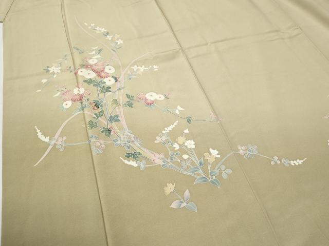 平和屋着物●京加賀友禅 百貫達雄 訪問着 草花文 暈し染め 正絹 逸品 CABG0754yc