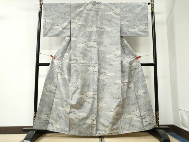 平和屋着物●本場大島紬 白大島 7マルキ 総絣 吉祥草花文 正絹 逸品 CABG0758yc