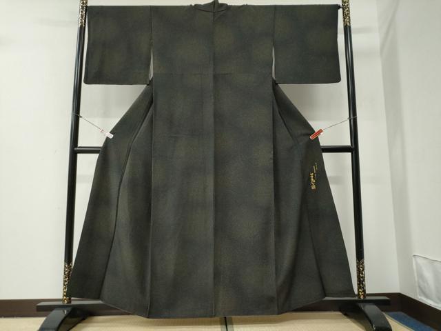 平和屋着物●金彩友禅 卓越技能者・名工・和田光正 小紋 霰文 黒地 正絹 逸品 CABG0759yc