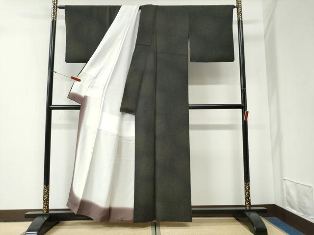 平和屋着物●金彩友禅 卓越技能者・名工・和田光正 小紋 霰文 黒地 正絹 逸品 CABG0759yc