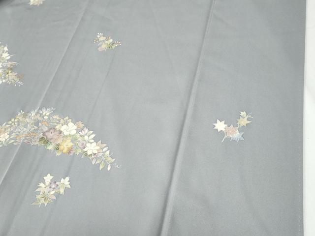 平和屋着物●訪問着 駒刺繍 草花文 金彩 正絹 逸品 CABG0762yc