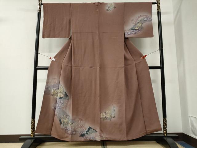 平和屋着物●訪問着 鳳凰花唐草文 暈し染め 金彩 鬼しぼ縮緬 正絹 逸品 CABG0766yc