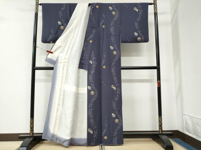 平和屋着物●上質な小紋 舞桜花丸文 金彩 正絹 逸品 CABG0767yc