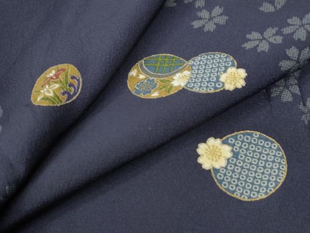 平和屋着物●上質な小紋 舞桜花丸文 金彩 正絹 逸品 CABG0767yc