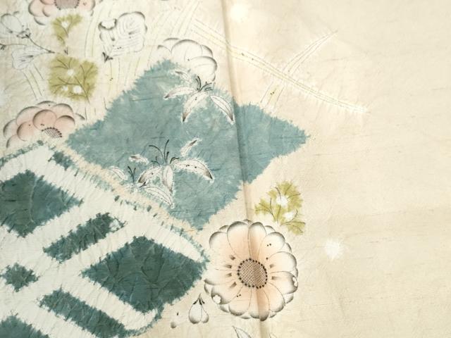平和屋着物●訪問着 紬地 辻が花 絞り 正絹 逸品 CABG0784yc