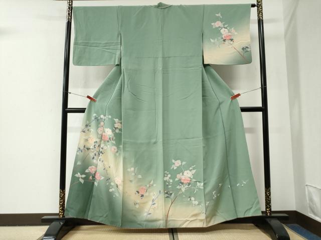 平和屋着物●訪問着 友禅 枝花文 暈し染め 正絹 逸品 CABG0785yc