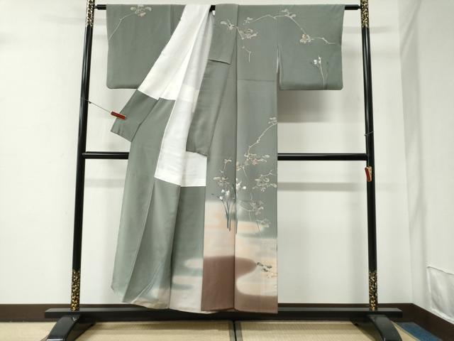 平和屋着物●訪問着 友禅 南天枝花文 暈し染め 正絹 逸品 CABG0786yc
