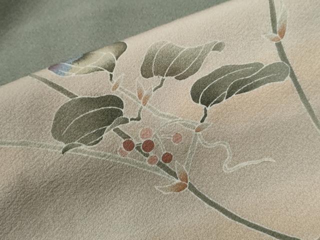 平和屋着物●訪問着 友禅 南天枝花文 暈し染め 正絹 逸品 CABG0786yc