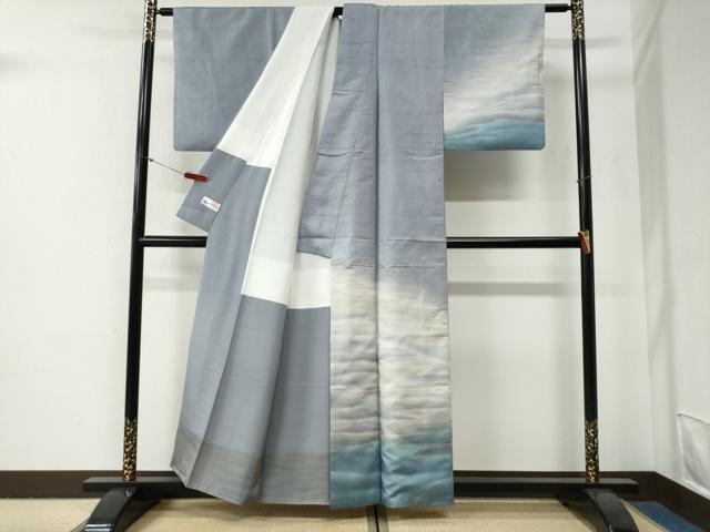平和屋着物●訪問着 白山紬 霞文 やまと誂製 正絹 逸品 CABG0789yc