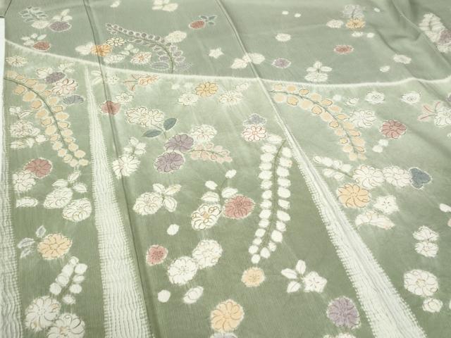 平和屋着物●中国三大刺繍 相良刺繍 訪問着 絞り 舞花文 金彩 正絹 逸品 CABG0791yc