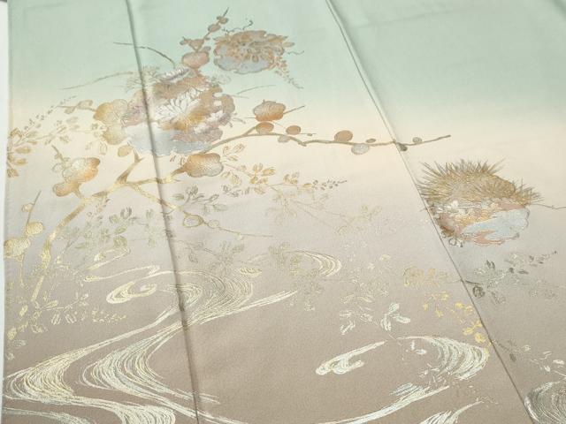 平和屋着物●金彩友禅 卓越技能者・名工・和田光正 訪問着 流水雪輪枝花文 暈し染め 金銀彩 正絹 逸品 CABG0809yc