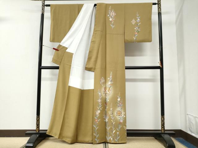 平和屋着物●訪問着 作家物 駒刺繍 鳳凰草花文 蛍暈し 金彩 正絹 逸品 CABG0818yc