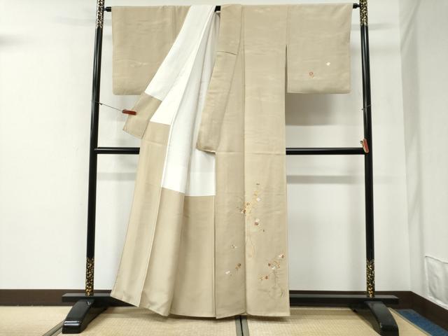 平和屋着物●訪問着 総刺繍 陶器草花文 正絹 逸品 CABG0820yc
