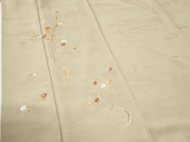 平和屋着物●訪問着 総刺繍 陶器草花文 正絹 逸品 CABG0820yc