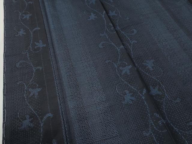 平和屋着物●結城紬 80亀甲 飛び亀甲柄 花唐草文 正絹 逸品 未使用 CABG0824yc