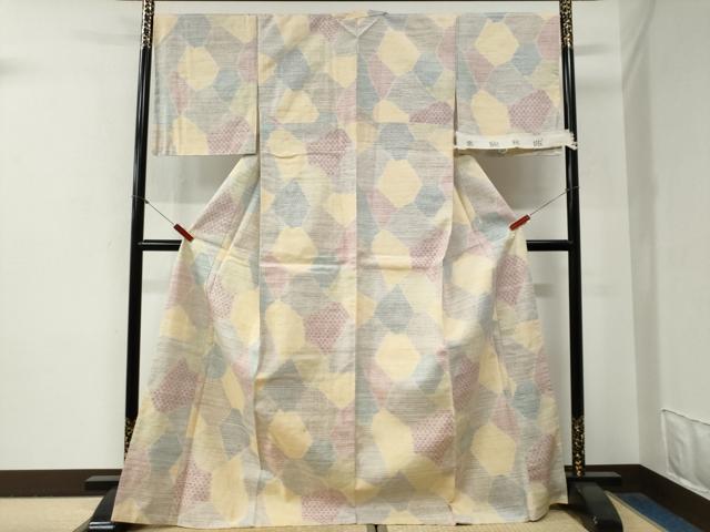 平和屋着物●駒結城 紬 切嵌吉祥文 反端付き ロング丈 正絹 逸品 CABG0828yc