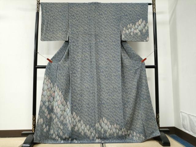 平和屋着物●訪問着 樹林文 鬼しぼ縮緬 ロング丈 正絹 逸品 CABG0838yc