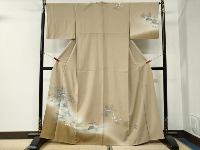 平和屋着物●訪問着 友禅 作家物 樹林風景文 暈し染め 正絹 逸品 CABG0840yc