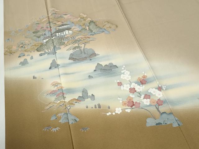 平和屋着物●訪問着 友禅 作家物 樹林風景文 暈し染め 正絹 逸品 CABG0840yc