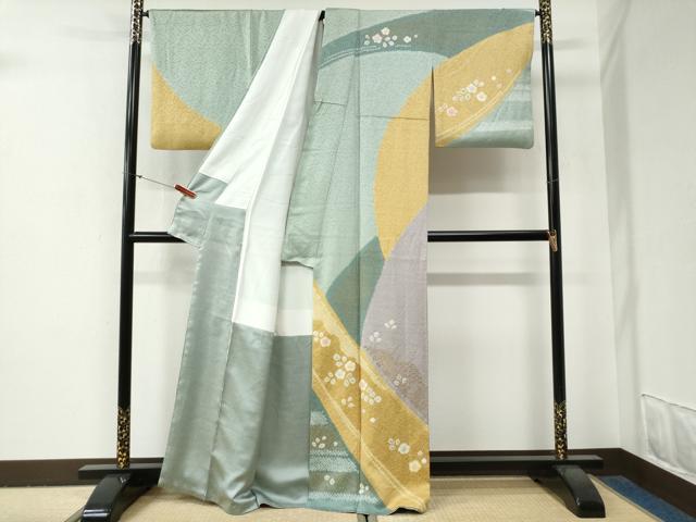 平和屋着物●訪問着 絞り 舞花文 金彩 正絹 逸品 CABG0845yc