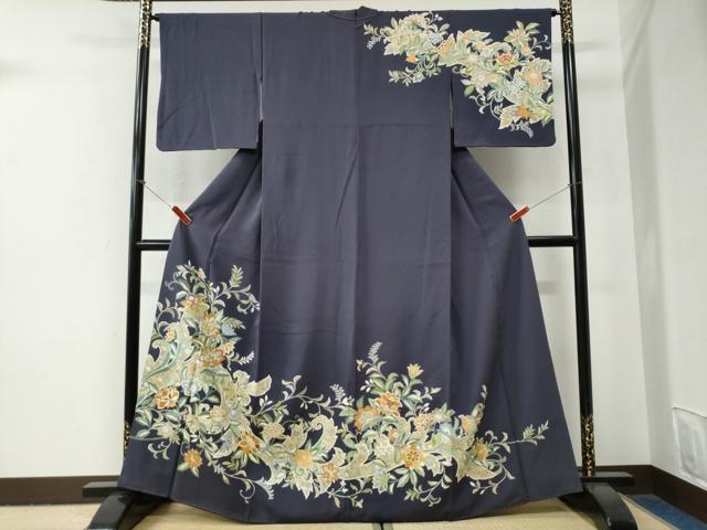 平和屋着物●訪問着 竹屋町刺繍 更紗花唐草文 金彩 正絹 逸品 CABG0860yc