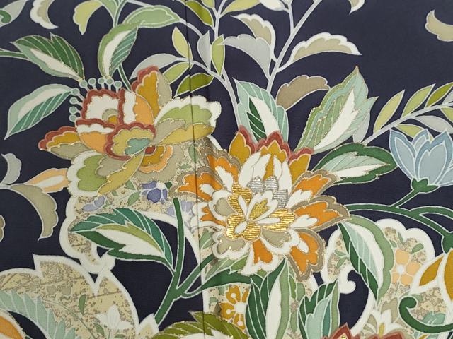 平和屋着物●訪問着 竹屋町刺繍 更紗花唐草文 金彩 正絹 逸品 CABG0860yc