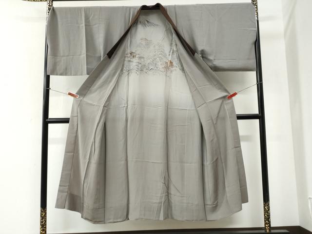 平和屋着物●男性 長襦袢 無双仕立て 手描き 遠山風景文 暈し染め 金彩 正絹 逸品 CABG0864yc