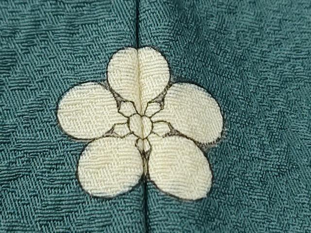 平和屋着物●上質な色無地 菊花地紋 青碧色 ロング丈 正絹 逸品 未使用 CABG0867yc