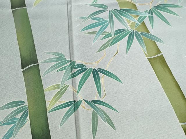 平和屋着物●高級染元 粋峰 林芳夫 京加賀友禅 訪問着 笹竹孔雀筍文 金彩 正絹 逸品 CABG0872yc
