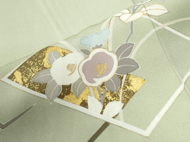 平和屋着物●訪問着 色紙重ね草花文 金彩 正絹 逸品 未使用 CABG0873yc