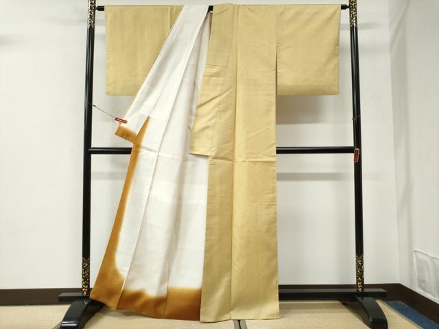 平和屋着物●本場染大島紬 色無地 浅黄色 正絹 逸品 CABG0879yc
