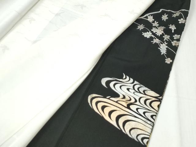 平和屋着物●豪華黒留袖 十二単 地紙竜田川休み鳥花車文 友紀本金箔 正絹 逸品 CABG0886yc
