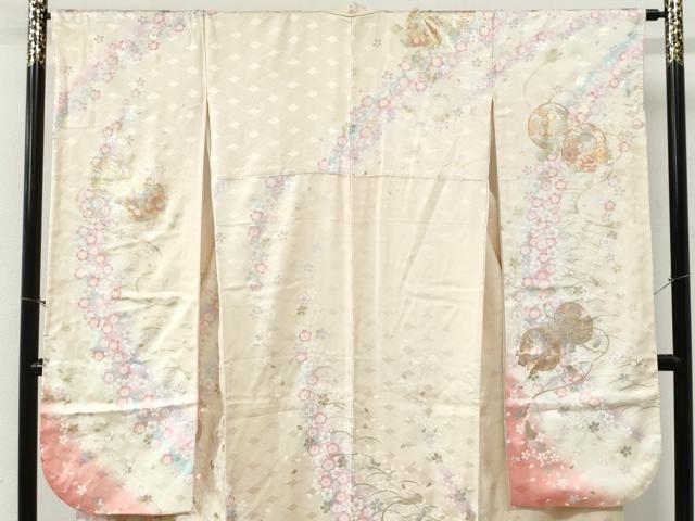 平和屋着物●豪華振袖 鼓舞桜文 暈し染め 金銀彩 やまと誂製 正絹 逸品 CABG0894yc