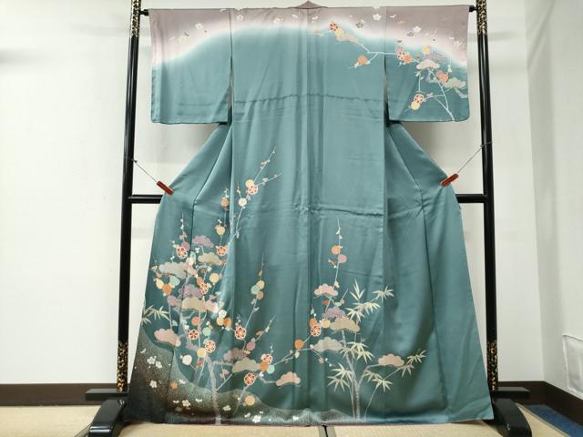 平和屋着物●訪問着 松竹梅 暈し染め 金彩 正絹 逸品 未使用 CABG0896yc