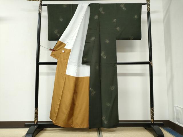 平和屋着物●上質な小紋 紬地 松竹梅 正絹 逸品 CABG0897yc