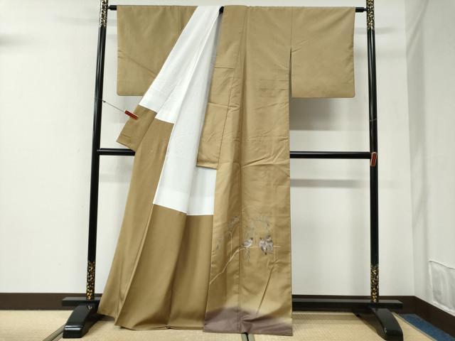 平和屋着物●石川県指定無形文化財 牛首紬 白山工房 手織り 色留訪問着 雀 正絹 逸品 CABG0899yc