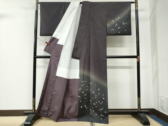 平和屋着物●訪問着 本場大島紬 総刺繍 舞桜文 正絹 逸品 CABG0908yc