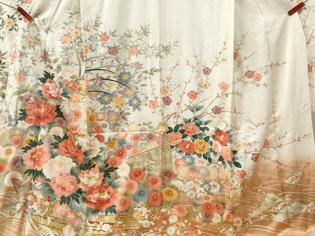 平和屋着物●豪華振袖 立波牡丹花文 暈し染め 金彩 正絹 逸品 CABG0911yc