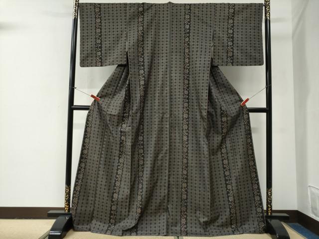 平和屋着物●本場大島紬 9マルキ 吉祥草花間道 ロング丈 正絹 逸品 未使用 CABG0914yc