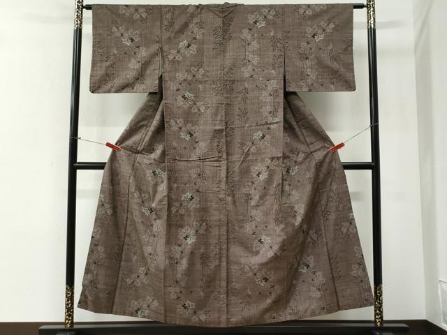 平和屋着物●本場大島紬 7マルキ 枝花文 正絹 逸品 CABG0919yc