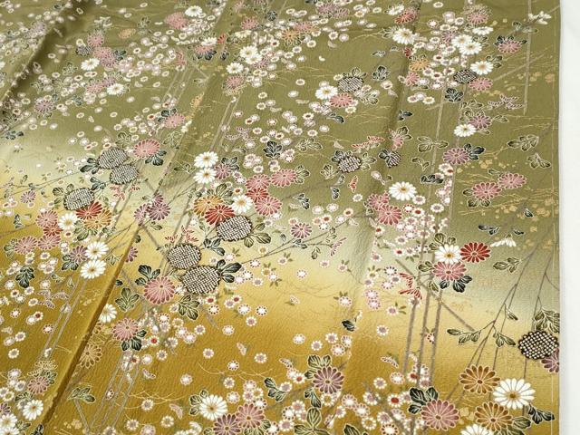 平和屋着物●訪問着 草花文 暈し染め 金彩 正絹 逸品 未使用 CABG0921yc