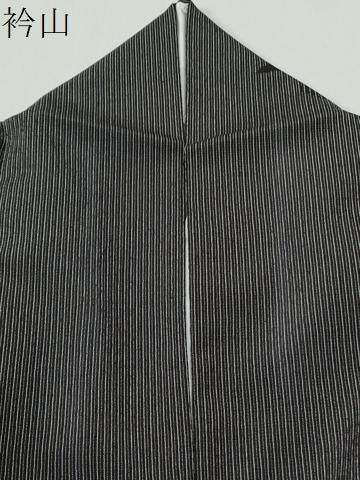 平和屋着物●本塩沢 間道 草花文 黒地 正絹 逸品 CABG0927yc